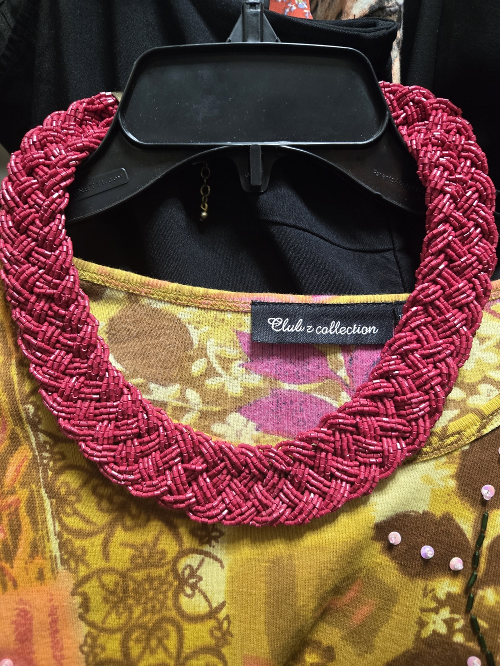 Braided Fuscia Bead- Statement Necklace